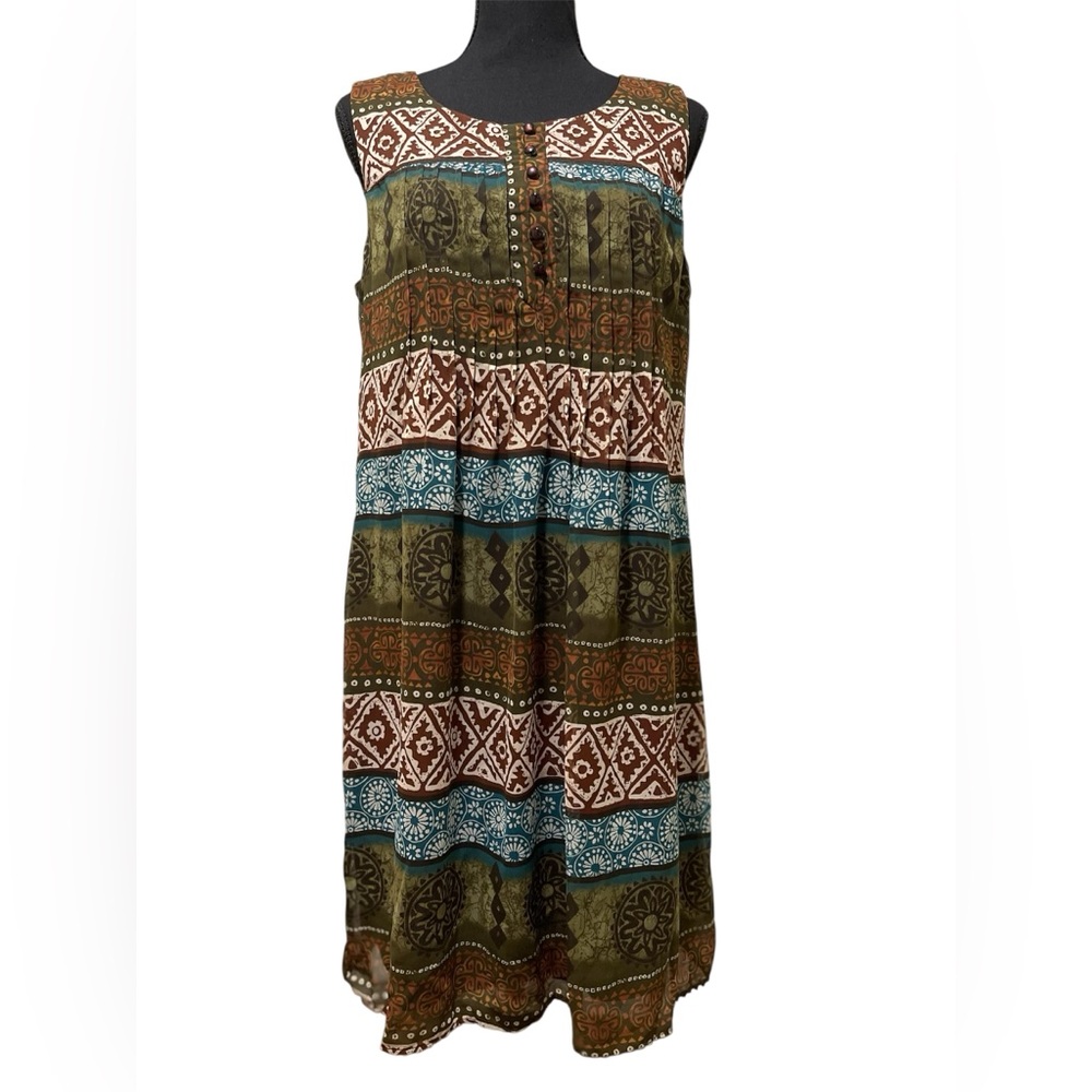 Rabbit Rabbit Rabbit Boho Multicolor Tribal Sleeveless Midi Dress Size:10